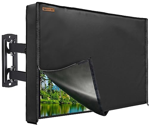 IC ICLOVER Outdoor TV Cover 50 Inch, 600D Heavy Duty Waterproof & Weatherproof TV Protector with Zipper Access & Roll-up Front Flap with Bottom Cover, Television Enclosure for Outside Flat Screen TV