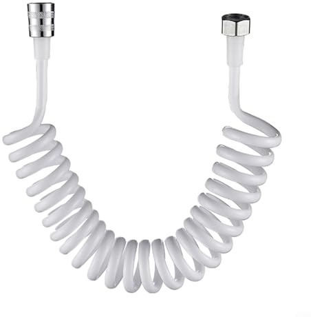 Tubo Flessibile a Molla per Bagno, Telescopico Tubo Doccia Molla a Spirale Flessibile per Doccette, WC, Soffione Doccia, Idraulico, Bidet, Spruzzatore (5 Metri, Bianco)