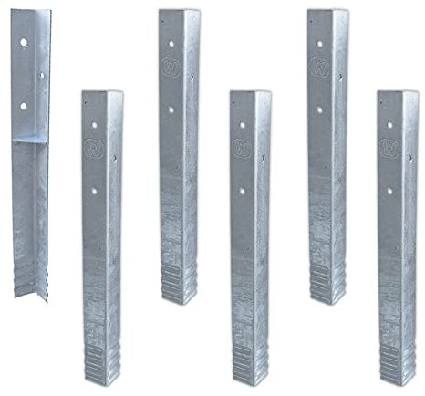 Wickey SolidLock - Set di 6 ancoraggi angolari in acciaio zincato a caldo, per torri da gioco, altalene, palafitte – Ancoraggio a terra, 500 x 45 x 45 mm