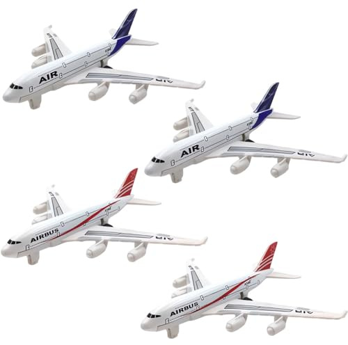 GBTPZXE 4-Piece Pull Back Plane Toys Set - Diecast Aeroplane Model Toys for Boys & Girls, Easy to Play Christmas & Birthday Gifts