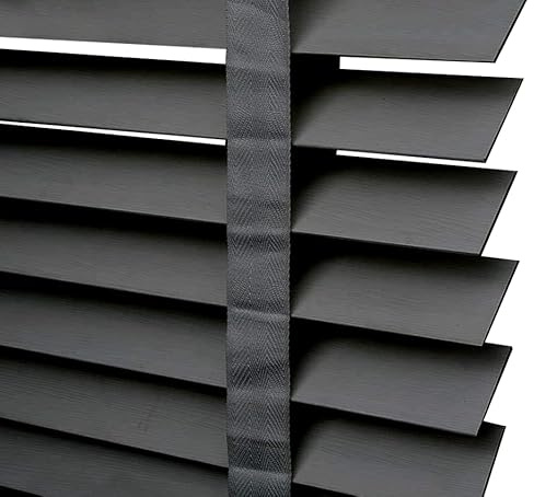 Apex Faux Wood Window Venetian Blinds 50mm Slats Dark Grey (240Wx213L cm) | Easy Fit Trimmable Home Office Child Safe Windows Blind