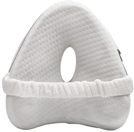 Ergonomisches Kniekissen - Memory Foam Beinkissen für Seitenschläfer - Schmerzlinderung für unteren Rücken, Hüften, Knie & Ischias - Verstellbarer Gurt - Waschbarer Bezug (Weiß)