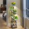 Round Plant Stand Indoor with Grow Light, 6-Tiered Tall Plant Stand Indoor, Metal Plant Shelf with Hanging Basket Hook and Adjustable Light, Ideal for Living Room, Garden, Patio (Round)