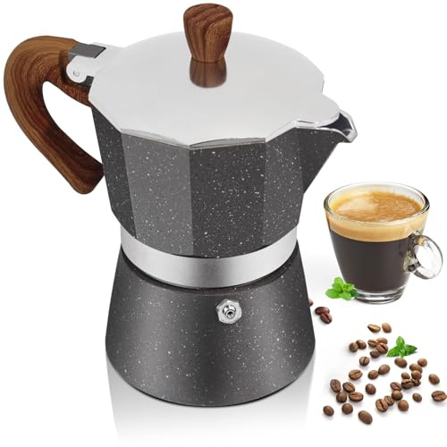 Mogrecha Aluminum 6 Cup Expresso Moka Pot Stovetop Cuban Coffee Maker | Espresso Coffeemaker 300ml 10oz Italian Classic Style Brewing Greca Mocha Machine for Cafeteras Lover Camping Travel Home
