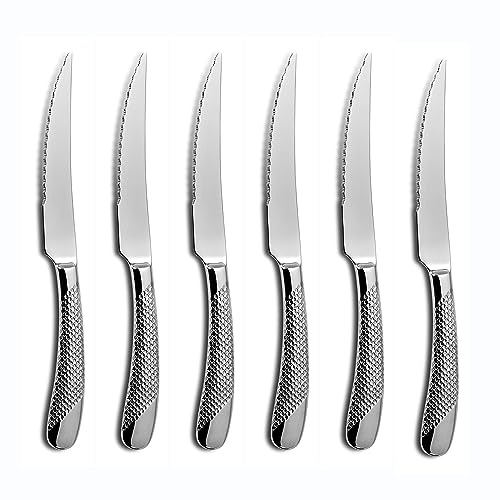 Comas Chuleteros HQ géométrique Couteau à Steak avec poignée en Bois, Argent, 6