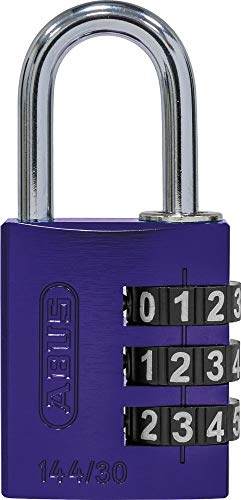 ABUS Aluminium-Zahlenschloss 144/30 lila mit großen Zahlen, 80794