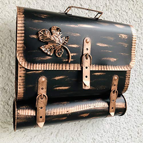 Garden Paradies Handmade Briefkasten Wandbriefkasten Zaunbriefkasten mit Zeitungsrolle Zeitungsfach aus rostfrei. Antik Schmiedeeisen Befestigungsmaterial GRATIS! Neue Modell!