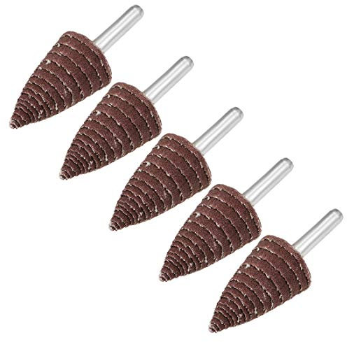 sourcing map 25mm Cone Shape Abrasive Flap Wheel 1/4 Shank for Deburring Sanding Polishing 120 Grit 5 Pcs