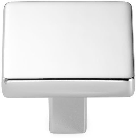 KOOFIZO Square Cabinet Knob - Chrome Pull Handle (31mm / 1.2 Inch), 10-Pack for Kitchen Cupboard Door, Bedroom Dresser Drawer, Bathroom Wardrobe Hardware