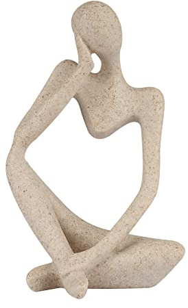 Ozzptuu Sandstone Resin Thinker Style Abstract Sculpture Statue Collectible Figurines Home Office Bookshelf Desktop Decor(Small Sandstone,Left)