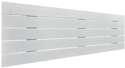 DHOME Sänggavel i Återvunnet MDF-Trä Horisontell Pallstil Pallbädd Inkluderar Beslag (135x46 Palet 5, Vit Trä)