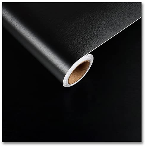 CRE8TIVE Carta da Parati Nera in Metallo Spazzolato Carta da Parati Adesiva Muro Camera da Letto Adesivi Decorativi per Mobili Adesivi Bagno Impermeabile Rivestimento Cucina per la Casa 60cm x 300cm
