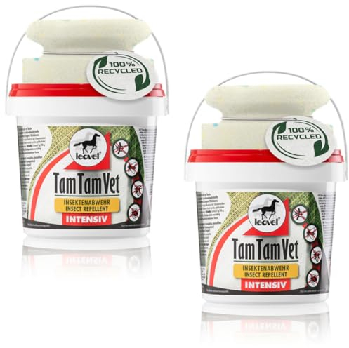 RL24 leovet - Tam Tam Vet Intensiv Gel | Insektenschutz für Pferde | Insektenabwehr mit 4-Fach verstärkter Wirkdauer | Schutz vor Mücken, Bremsen & Zecken | 2 x 500 ml Eimer mit Schwamm (2er Set)