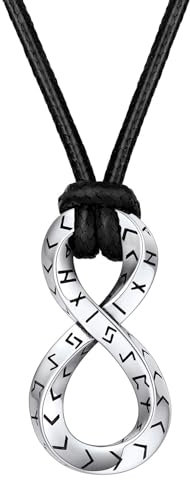 FaithHeart Lederkette Damen Herren Halskette Herren Leder Kette mit Anhänger Unendlichkeit Lederband 2,5mm Kunstleder Lederhalsband Kautschuk Halsband Wikinger Schmuck für Weihnachten Geburtstag