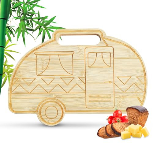 Domemit Cadeau pour Caravane, Planche à Découper en Bambou, Planches à pain, Idee Cadeau Noël Homme pour Camping Car, 26x18cm Idée de Cadeau pour Campeurs, Femmes, Emménagement, Saint-Valentin