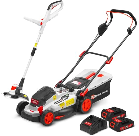 Tondeuse et coupe bordures rechargeables 20V max + 2 batteries - Elem Garden.