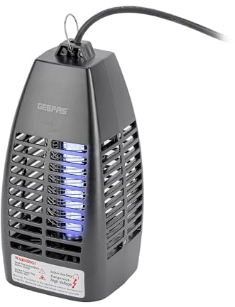 GEEPAS Electric Insect Killer Powerful UV Fly Zapper for Flies, Moth, Mosquitoes & Wasps For Indoor Use | 20m² Coverage | Removable Washable Tray | Chemical-Free Pest Control | Bug Catcher, 4W