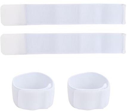 4 Stück Fußball Schienbeinschutzgurt 32x5cm, Fußball Stutzenhalter für Erwachsene Kinder, Anti-Rutsch-Fußballgurte, Elastischer Sportgurt zum Laufen Radfahren Ballsport (Weiß)