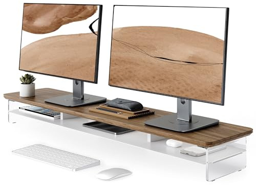 Fenge Support Ecran PC, Acrylique, Ordinateur TV, Marron, 108cm