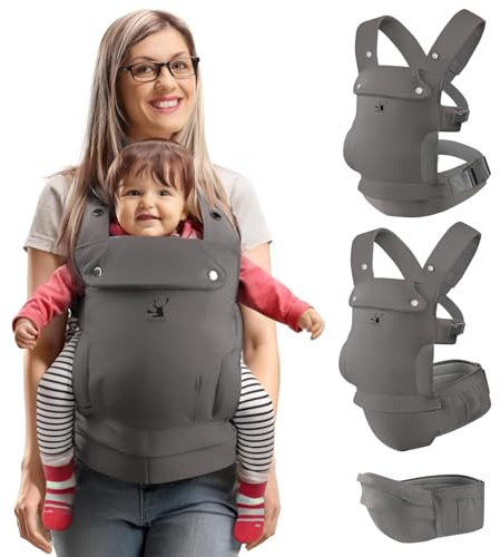 Baby Carriers, Baby Carrier with Hip Seat, 3 in 1 Baby Carrier Newborn to Toddler, 3-36 Month Baby Sling, Adjustable Detachable Baby Hip Seat, Enhanced Lumbar Support, Ideal for Hands-Free Parenting