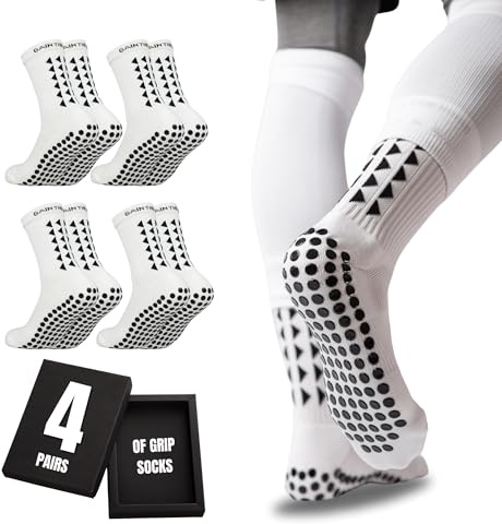 Gain The Edge Football Grip Socks 3.0-1pc, 2pc and 4pc Set - Non Slip Football Socks - Updated Model