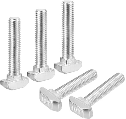 QUARKZMAN 30Pcs Pernos Ranura En T, M8 X 40mm Perno Cabeza Martillo Tornillo En T Espárrago Inserción Para Perfil Extrusión Aluminio Ranura En T Serie 4545, Acero Inoxidable 304, Plateado
