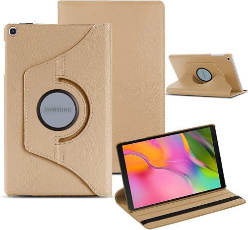 360-Degree Rotating Case for Samsung Galaxy Tab A 10.1 2019 (T510/T515/T517), Leather Stand Cover (Gold)