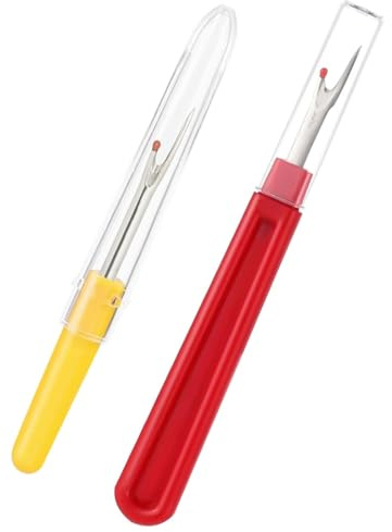 2pcs Seam Ripper for Sewing,2 in 1 Stitch Unpicker Tool,Portable Unpicker Sewing Tool,Sewing Accessories,for Quick Seams Pockets Sewing and Releasing Sewing Thread (Red,Yellow)