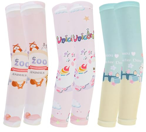 Jupsk 3 paires de manchettes pour enfants, protection solaire, compression, protection solaire, respirantes, pour le basket-ball, le football, le baseball, le volley-ball