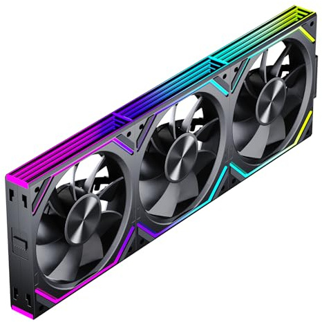 Jungle Leopard Interstellar-V2RS Daisy Chain RGB PC Fan 120MM Triple Pack,1850RPM/68CFM/2.4mmH2O,5V3PIN ARGB and 12V4PIN PWM Fan (Black Reverse)