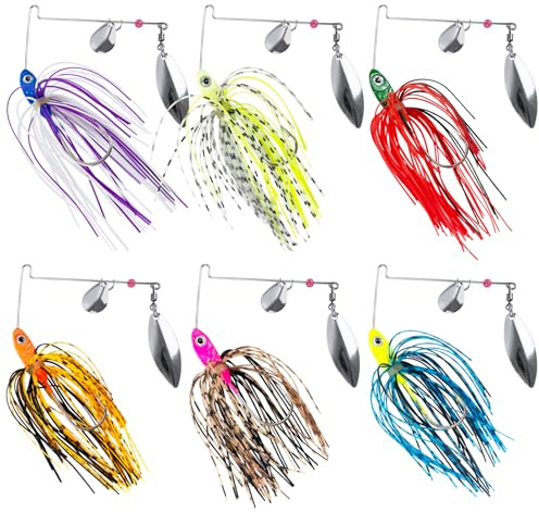 L PATTERN Spinnerbait - Set di 6 esche artificiali Chatterbait per pesca e pesce persico, luccio, trota, luccioperca, salmone