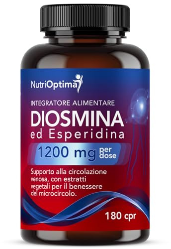 Diosmina Esperidina Alto Dosaggio 1200mg 180 Compresse – Integratore con Flavonoidi per Microcircolo e Benessere delle Gambe