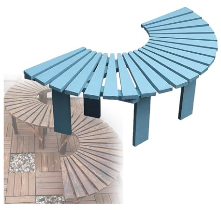 BZJPRFC Banco De Árbol Semicircular, Soporte For Flores For Jardín, Balcón, Silla Curva De Madera Maciza, Decoración De Muebles De Exterior, Forma Extensible, For Parques(Blue)