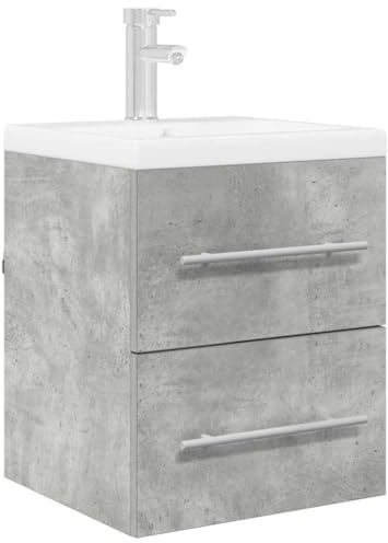 vidaXL Armadio sottolavello Grigio Cemento 38,5 x 41 x 48 cm, Mobile lavabo Rustico, armadietto in Legno, Spazio Abbondante, Design a Parete, cassetti Resistenti ed Eleganza