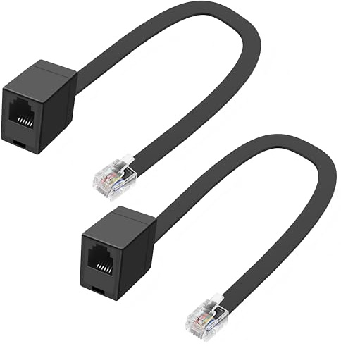 MEIRIYFA Cavo di prolunga RJ12 6P6C maschio a femmina RJ11/RJ12 Cat3 per telefono cellulare con cavo di prolunga per telefono, 30 cm – 2 pezzi