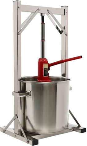 Pressa per frutta da 22 litri, acciaio inossidabile 304 per uso alimentare, spremiagrumi da 150 kg di potenza, doppio barile manuale in acciaio inossidabile con filtro per vino, adatto per