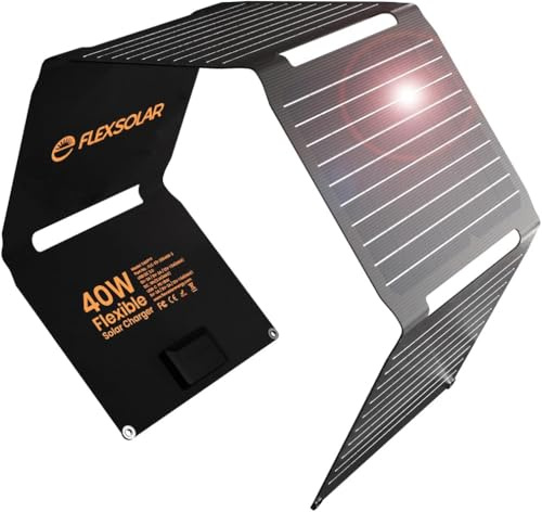 FlexSolar 40W Portable Solar Panel Charger - Upgraded Fast Charging