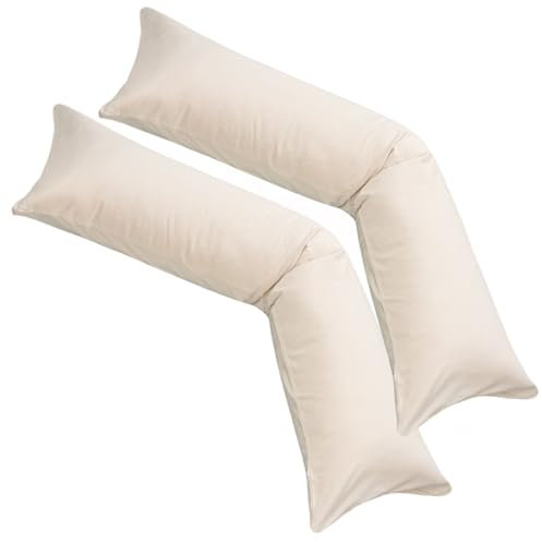 Moon pack de 2 unidades de fundas para almohadas para dormir de lado en punto, 100 % algodón, funda de almohada, cojín para lactancia, lino, 2er Pack 40x145