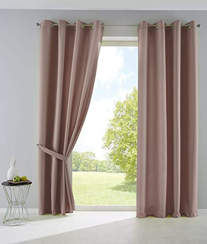 2er Set Vorhänge Blickdicht Gardinen Matt Lichtdurchlässig »Palermo« mit Ösen und Raffhalter Dekoschal HxB 225x140 cm Taupe, 10000265-2