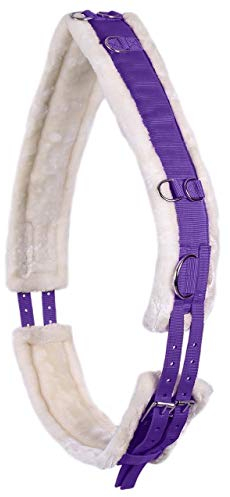 QHP Longiergurt Ontario auf beiden Seiten einstellbar, mit Mehreren Ringen und weichem Kunstfell (Vollblut, Passion Flower)