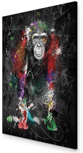 murando - Wandbilder XXL Tiere 80x120 cm 1 tlg - Wand Deko Vlies Leinwand Bilder Groß Wanddeko Wohnzimmer Schlafzimmer Kunstdrucke - Affe Farbflecken Afrika g-A-0243-b-a