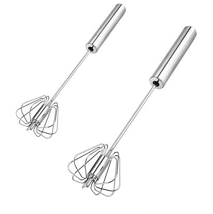 Stainless Steel Egg Whisk, Digead Hand Push Rotary Whisk Blender, whisks for cooking, Hand Push Mixer Stirrer for Blending, Whisking, Beating & Stirring (10+12in)