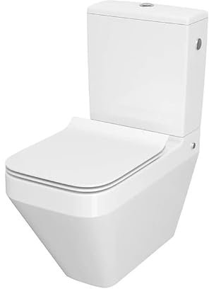 VBChome WC Toilette Stand Spülrandlos Keramik Komplett Set mit Spülkasten Funktion für Waagerechten Abgang WC-Sitz aus Duroplast mit Absenkautomatik Abnehmbar Deckel Waagerecht Ablauf