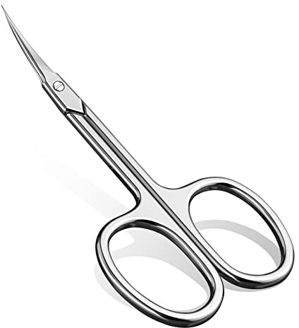 CGBE Professional Curved Cuticle Scissors, Super Sharp Stainless Steel Cutter for Cuticles, Dead Skin, Eyebrows, and Eyelashes, Silvery
