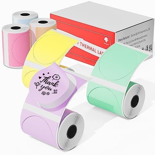 Phomemo Lot de 6 rouleaux d'étiquettes rondes pour étiqueteuse M110 M108 M100 M120 M200 M220 M221 - Étiquettes rondes pour imprimante thermique pour prix, nom, adresse, logo, code-barres, 50 mm x 50