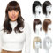 PARXITN Haar Toupet für Frauen 3 Clips in Hair Topper mit Pony Weiß Grau 30cm Synthetische Perücken Natürliche Haarteile für Dünnes Haar