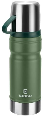 Thermo Flask With Cup 680ml/23oz Vacuum Insulated for Hot and Cold Drinks, Coffee Stainless Steel Bottle for Adult, Gym, Outdoor (Green, Single)