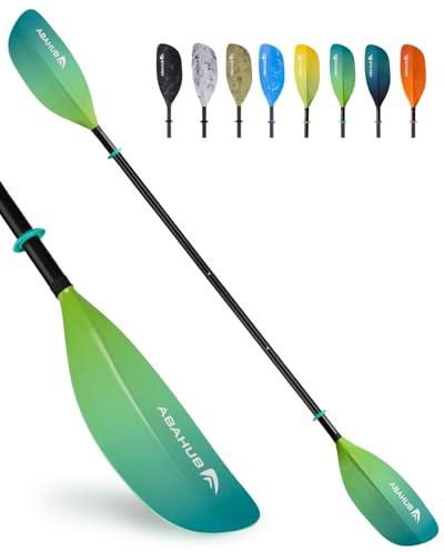 Abahub Adjustable Kayak Paddle 210-230 cm/82.6-90.5 Inches Floating Kayaking Oars Boating Oars Canoeing Oars Gradient Green Print