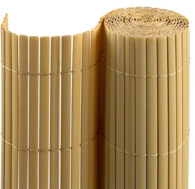 jarolift PVC Sichtschutzmatte Sichtschutzzaun, Balkon Sichtschutz Zaun für Garten Terrasse, Balkonverkleidung Privatsphäre Windschutz Wetterfest UV-beständig ohne Bohren, 90 x 300 cm, Bambus