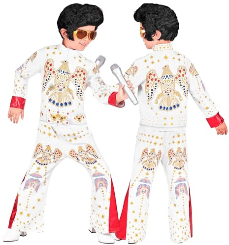 W WIDMANN MILANO Party Fashion – Barndräkt King of Rock'N'Roll, topp och byxor, musiker outfit för karneval och fest